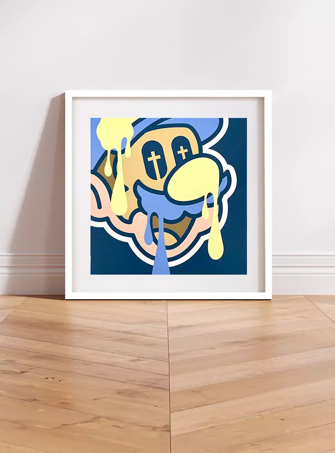 Tirage d'Art Pop Art Mario Bros "Happy Death" par Brutal Kortex. HAPPY DEATH - Tirage d'Art Original Affiche d'art pop art inspirée de la toile "Happy Death", utilisant la figure de Mario pour dénoncer la quête incessante de l'accomplissement de soi, où la mort devient une échappatoire à la pression sociétale et aux attentes inhumaines. Cette œuvre traite de la douleur intérieure et de la fatalité imposée par une société qui pousse sans cesse à la réussite personnelle, tout en nous poussant vers une fin insidieuse et sans révolte. Cette édition limitée à seulement 10 exemplaires, tirage d'art original, est réhaussée à la main et numérotée. Elle capte l’intensité de la critique sociétale par ses couleurs bleu marine, bleu, jaune, or et son style unique. Tirage d'art premium, certifié.