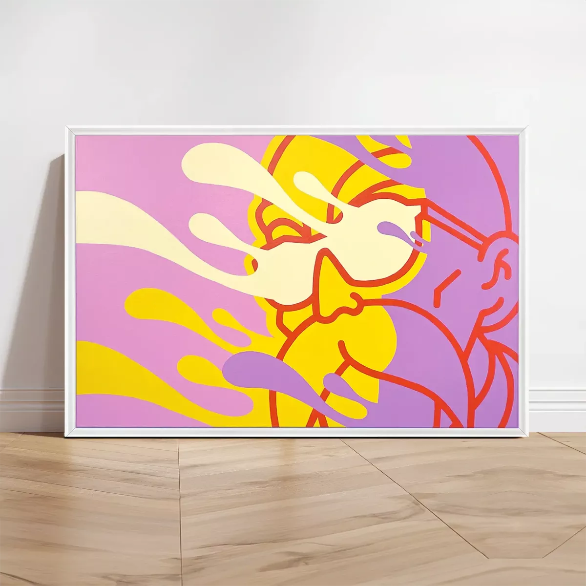 Tableau Pop Art Kamé Sennin "Blew" de Brutal Kortex Tableau pop art "Blew" de Brutal Kortex, représentant Kamé Sennin traversé par une angoisse soudaine, symbole d’un effondrement intérieur silencieux.