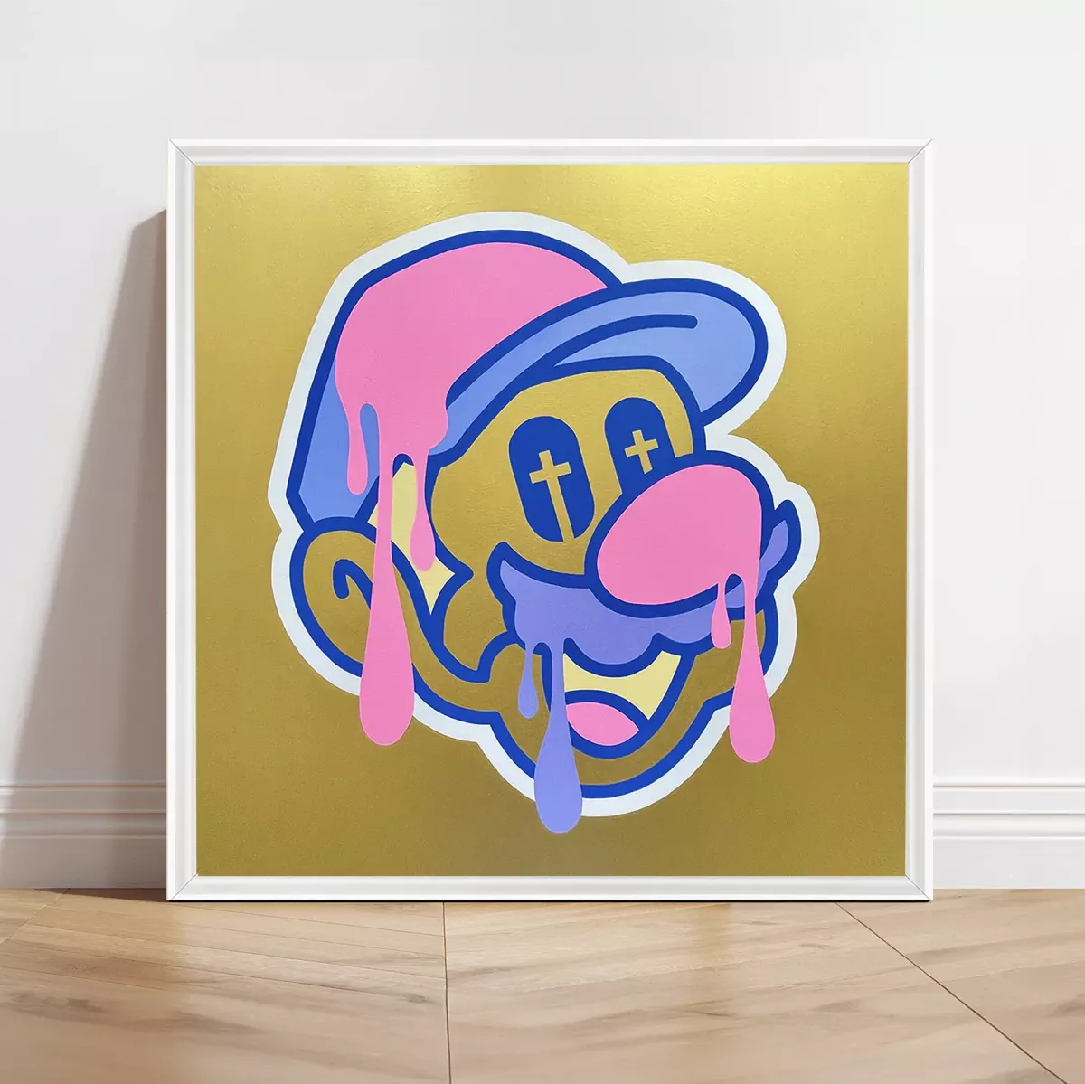 Tableau Pop Art Mario Bros "Gold Happy Death" de Brutal Kortex Tableau pop art "Gold Happy Death" de Brutal Kortex, entre euphorie forcée et effondrement intérieur.
