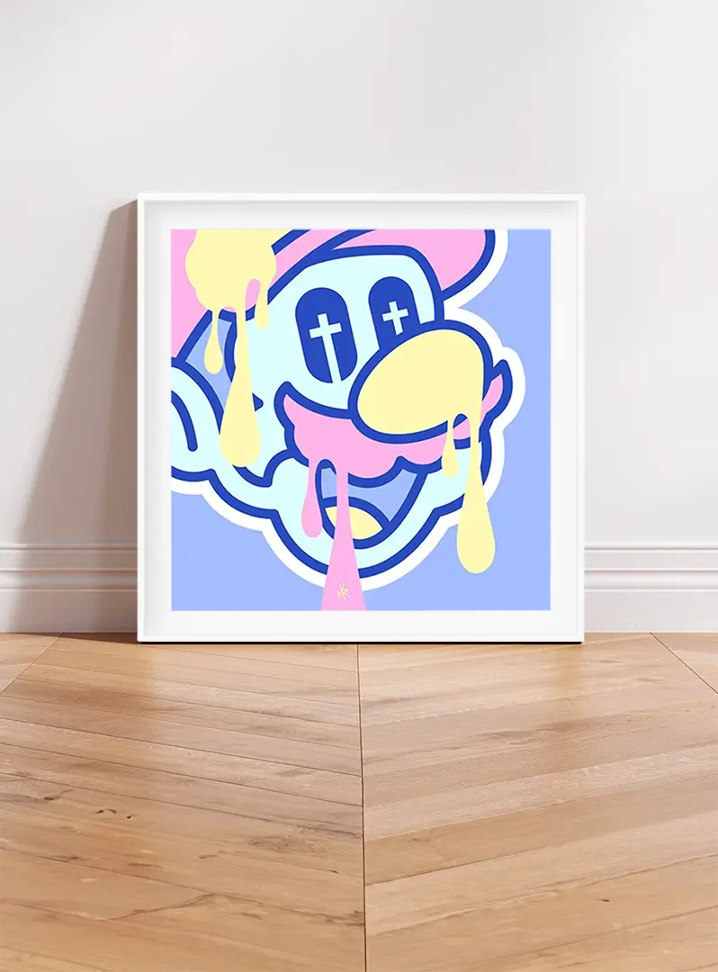 moGA - Happy death Ice Cream Edition Photo du tabealu aimanté MoGA avec la version de l'oeuvre Happy Death - Ice Cream Edition de Brutal Kortex - Disponible chez www.moga.art