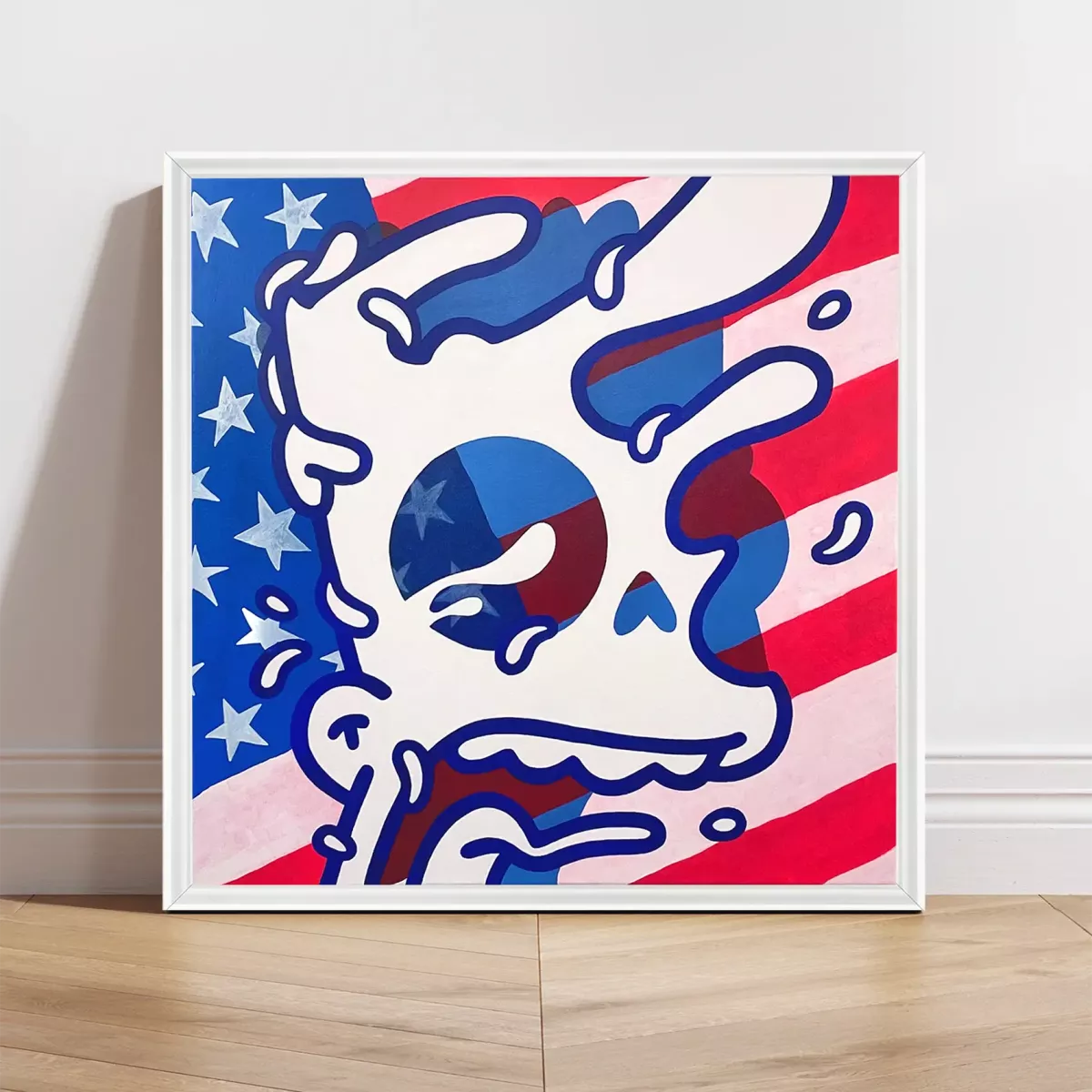 Tableau Pop Art Bart Simpson "Hyperialism" de Brutal Kortex Tableau pop art "Hyperialism" de Brutal Kortex, représentant la domination idéologique et culturelle des États-Unis à travers des symboles pop détournés.