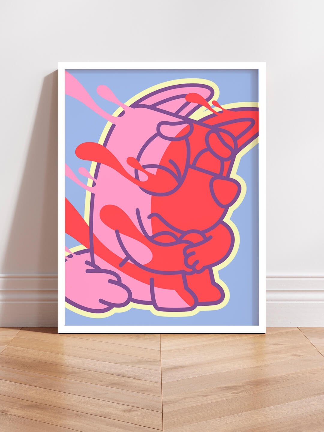 Affiche pop art "Childhood" – Supra Edition. Œuvre de Brutal Kortex illustrant les blessures d’enfance et la fragilité mentale, dans un style graphique puissant.