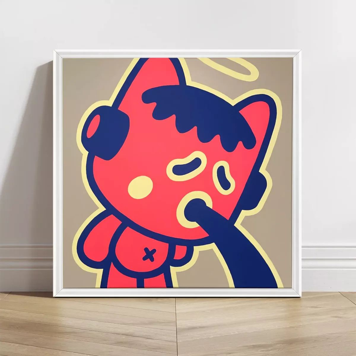 Tableau Pop Art "Puke The World" de Brutal Kortex Vue serrée de Puky en train de vomir, symbole d’un trop-plein face au chaos mondial. Toile de Brutal Kortex évoquant l’écœurement collectif et la saturation mentale contemporaine.